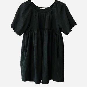 by TiMo Puff Sleeve  Babydoll Mini Dress S Black LBD whimsy goth milkmaid
